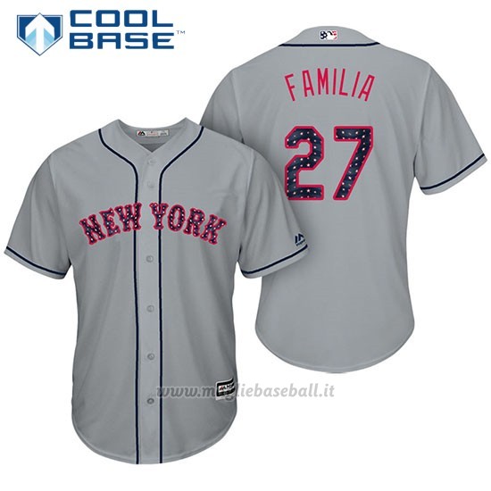 Maglia Baseball Uomo New York Mets 2017 Estrellas y Rayas Jeurys Familia Grigio Cool Base